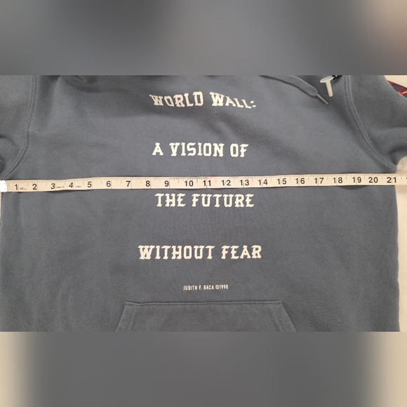 Vans X MOCA Judy Baca Hoodie Slate Blue Medium EUC - Picture 10 of 10